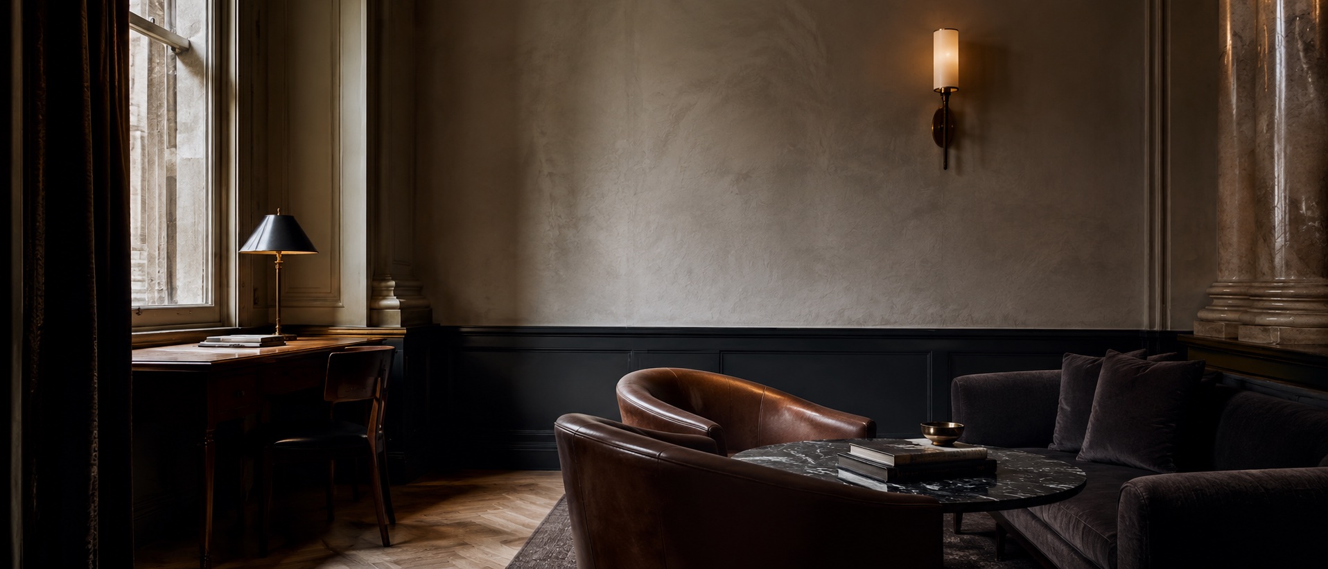 A private library and salon arranged for reading and conversation