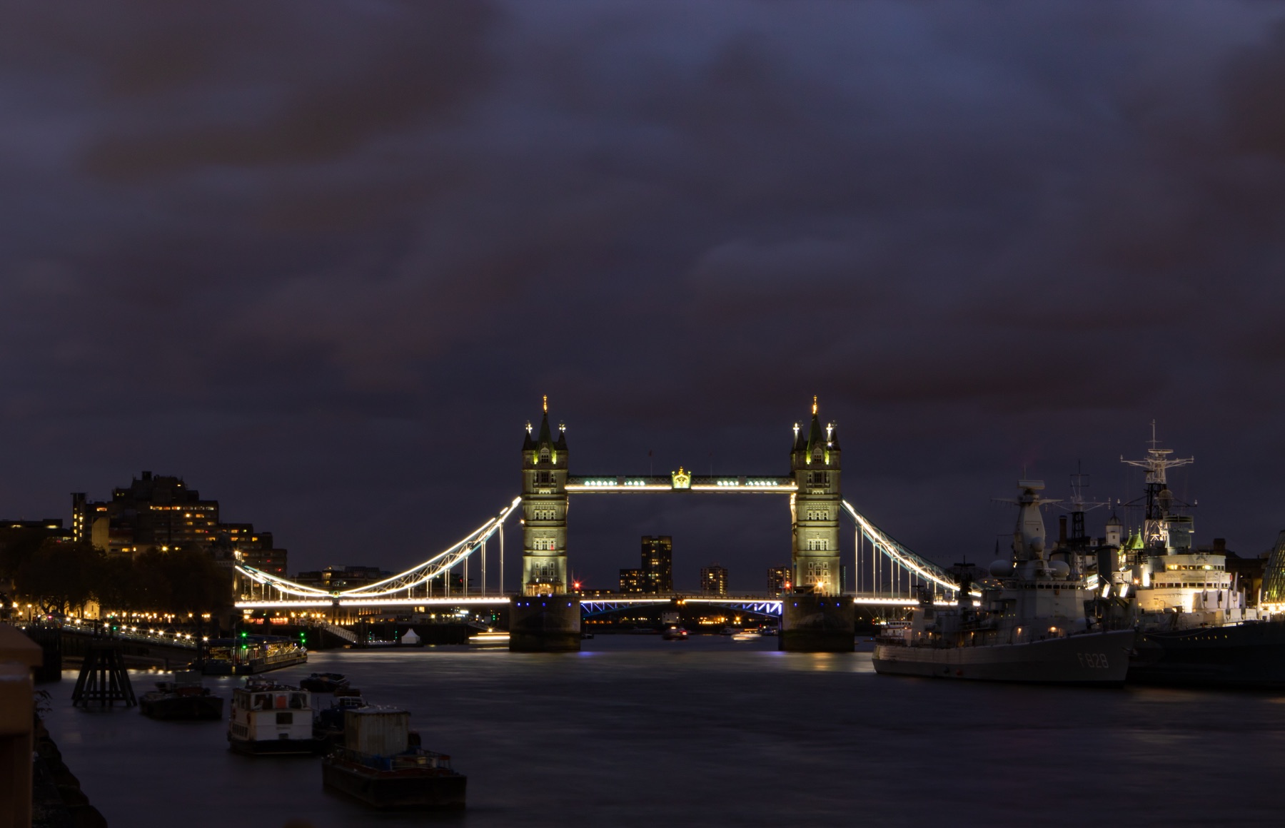 Tower Bridge and the River Thames at night
